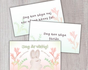 Affirmationskort för Barn – 20 Positiva Kort för Självkänsla, Pepp och Trygghet - Cards for kids | Digital PDF