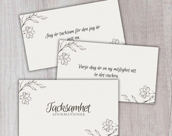 Tacksamhetskort  – 30 Reflektionskort för Mer Glädje & Mindfulness | Självutveckling | Digital PDF för Utskrift