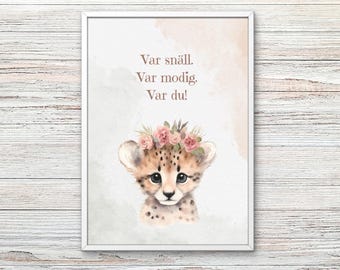 Poster för barn – Var snäll, Var modig, Var du | Digital affirmationstavla för barn | Koala barntavla | Printable Kids Wall Art