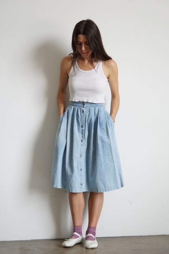 80s High Waisted Calvin Klein Denim Skirt, 24 Wai… - image 4