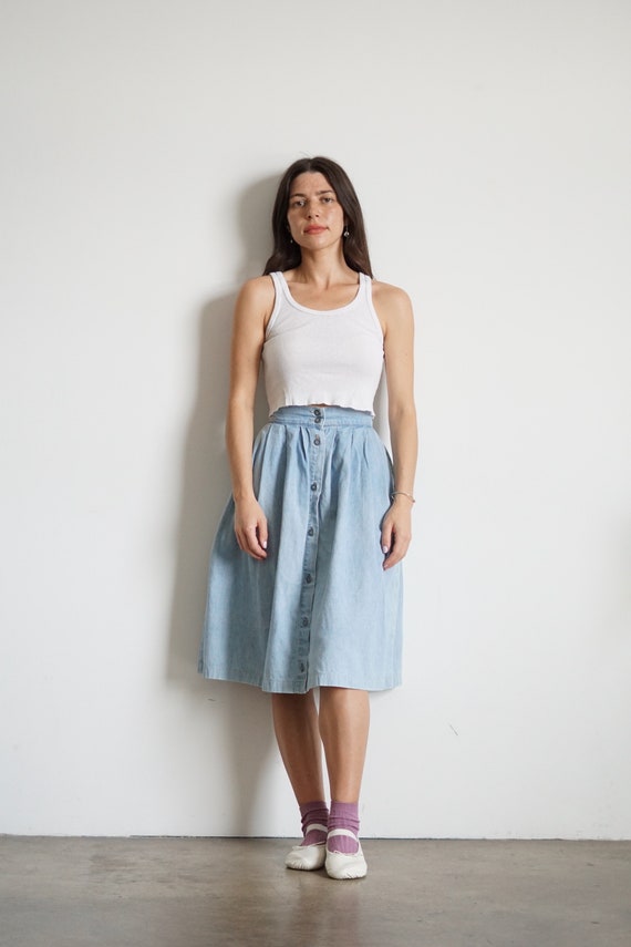 80s High Waisted Calvin Klein Denim Skirt, 24 Wai… - image 1