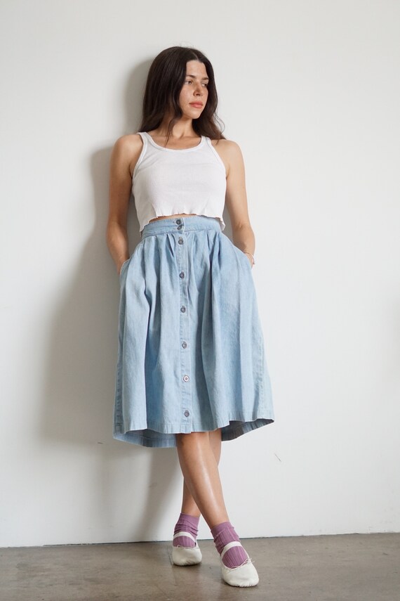 80s High Waisted Calvin Klein Denim Skirt, 24 Wai… - image 3
