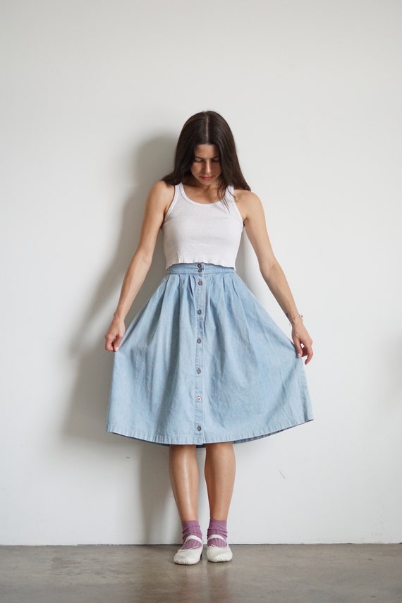 80s High Waisted Calvin Klein Denim Skirt, 24 Wai… - image 2