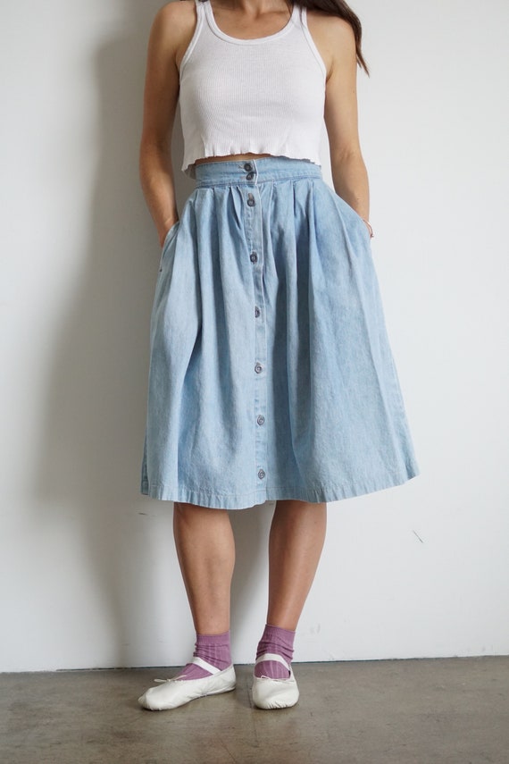 80s High Waisted Calvin Klein Denim Skirt, 24 Wai… - image 5