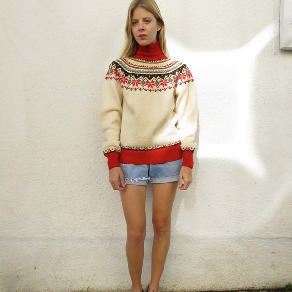 Wool Norwegian Sweater, vintage 70s sz. M