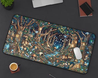 Enchanted Forest Desk Mat - Magical Mouse Pad for Home Office, Fairy Tale Inspired, Gift for Dreamers, Unique Workspace Decor