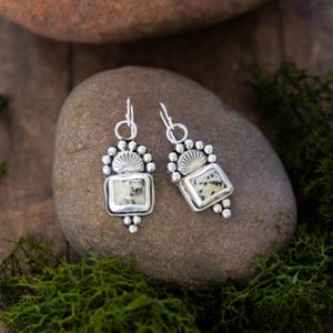 Handcrafted Dalmatian Stone Sterling Silver Earrings