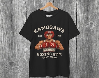 Kamogawa Boxing Gym T-Shirt – Vintage Anime Boxer Tee, Japanese Sportswear Shirt, Tokyo Manga Retro Graphic Tee