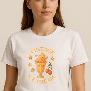 Vintage Ice Cream Tee & Cute Retro Summer Shirt, Food Art Aesthetic, Y2K Pastel Graphic Tee