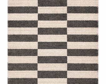 Modern Hand Loom Wool Area Rug | Striped Bedroom Interior Style