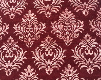 Maroon Damask Pattern Hand Knotted Rug | Living Room Carpet