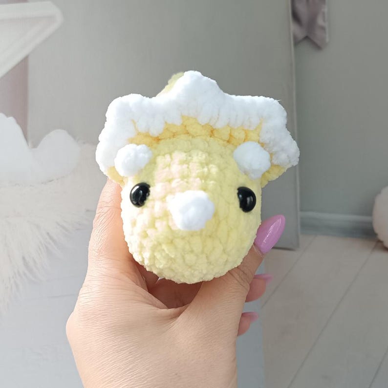 No Sew Triceratops Crochet Pattern PDF Beginner Friendly Dinosaur Amigurumi Palm Plushie Dino image 9