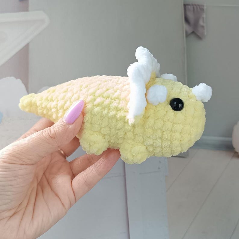 No Sew Triceratops Crochet Pattern PDF Beginner Friendly Dinosaur Amigurumi Palm Plushie Dino image 7