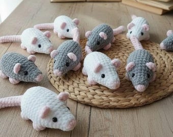 Patrón de ganchillo sin costuras para ratón en PDF, fácil, amigurumi, peluche de bolsillo