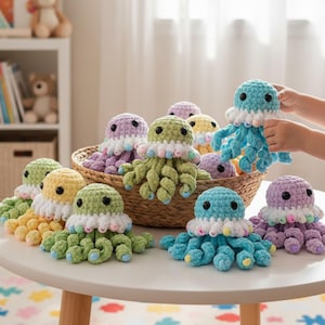Fidget Jellyfish Crochet Pattern PDF Beaded Sensory Toy No Sew Amigurumi Plushie