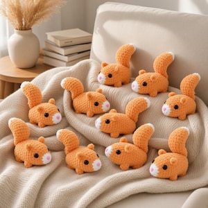 No Sew Squirrel Crochet Pattern PDF Beginner Friendly Amigurumi Plushie Pocket Plush Chubby Animal