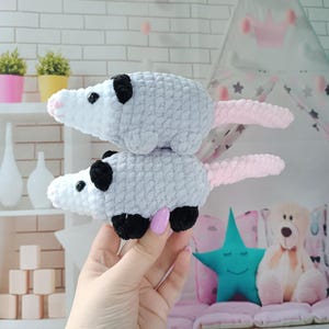 Opossum plush crochet no sew pattern Amigurumi baby Possum plush Cute kawaii crochet keychains Amigurumi tutorial PDF in English