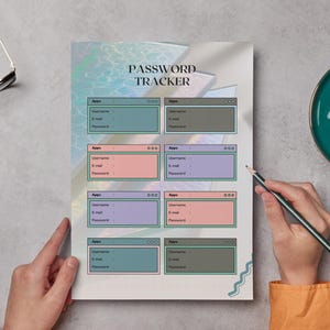 Password Tracker 20 Printable Fillable Pages Password Keeper Password Organizer Password Log Password List A4/A5/Letter Instant Download PDF