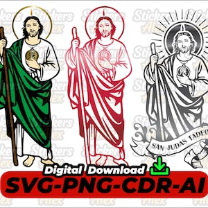 3 SVG San Judas Tadeo Para corte Vinil,sublimacion, PNG de San Judas para camisetas, calcomanías, tazas y más - Clipart