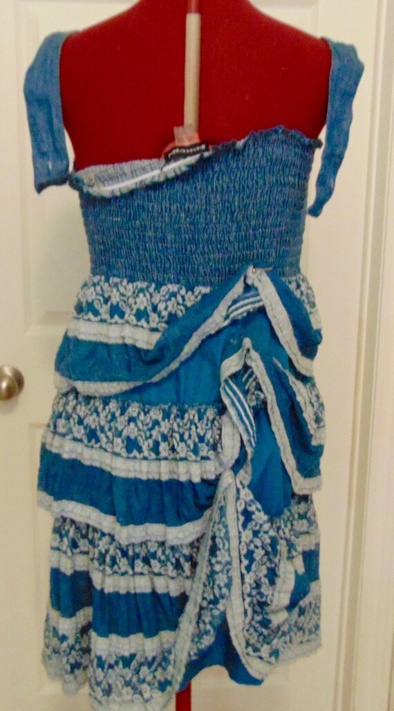 Bianca Nygard Smocked Sun Dress Vintage Smock Top Ruffle Robe Dété Sun Dress Smocked Camisole Top Stretch Denim Robe En Dentelle ébouriffée