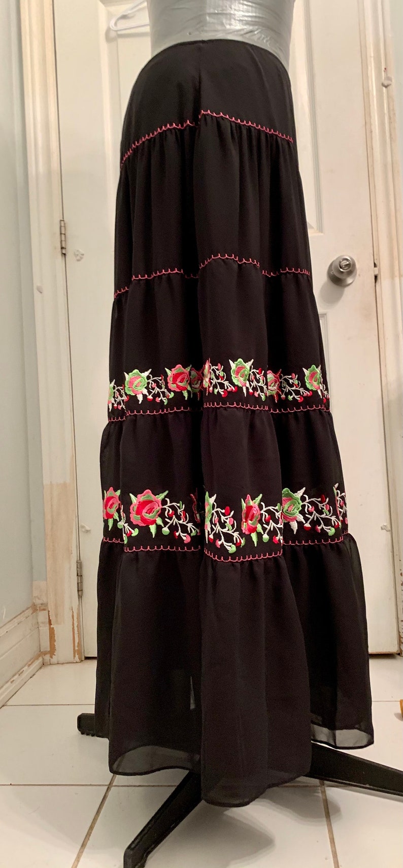 Mexican Fiesta Style Bianca Nygard Embroidered Tired Peasant Skirt Size 14