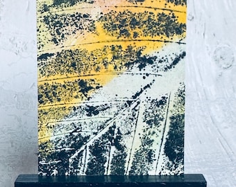 Abstract ACEO Original painting art card, abstract leaf
