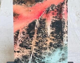 Abstract ACEO Original painting art card, abstract leaf