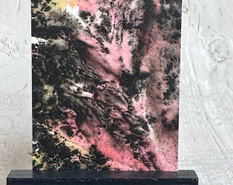 Abstract ACEO Original painting art card, abstract leaf