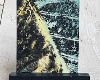 Abstract ACEO Original painting art card, abstract leaf