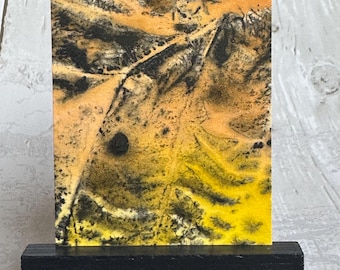 Abstract ACEO Original painting art card, abstract leaf
