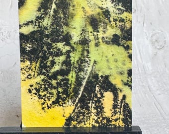Abstract ACEO Original painting art card, abstract leaf
