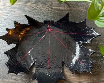 Black Maple Leaf Trinket Dish - Fall Decor, Gothic Home Decor