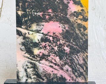 Abstract ACEO Original painting art card, abstract leaf