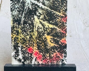 Abstract ACEO Original painting art card, abstract leaf