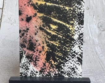 Abstract ACEO Original painting art card, abstract leaf