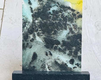 Abstract ACEO Original painting art card, abstract leaf