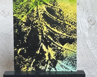 Abstract ACEO Original painting art card, abstract leaf