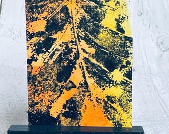 Abstract ACEO Original painting art card, abstract leaf