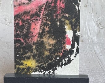 Abstract ACEO Original painting art card, abstract leaf