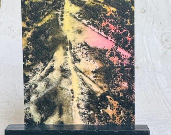 Abstract ACEO Original painting art card, abstract leaf