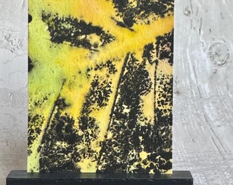 Abstract ACEO Original painting art card, abstract leaf