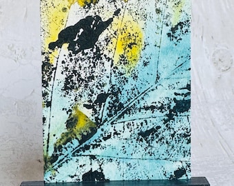 Abstract ACEO Original painting art card, abstract leaf