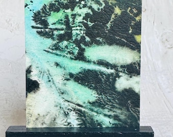 Abstract ACEO Original painting art card, abstract leaf