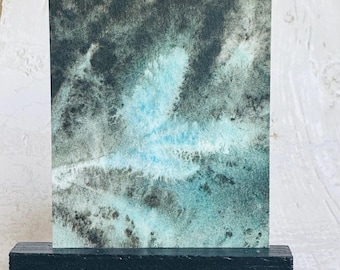 Abstract ACEO Original painting art card, abstract leaf