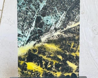 Abstract ACEO Original painting art card, abstract leaf