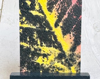 Abstract ACEO Original painting art card, abstract leaf