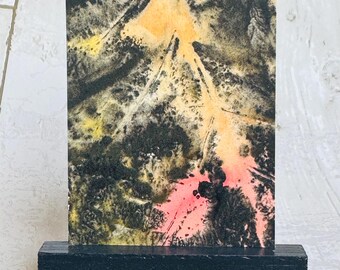 Abstract ACEO Original painting art card, abstract leaf