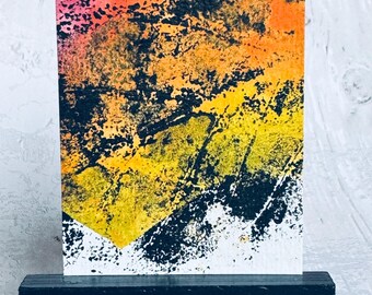 Abstract ACEO Original painting art card, abstract leaf