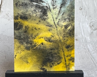 Abstract ACEO Original painting art card, abstract leaf