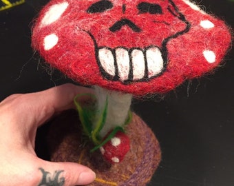 Felted Death Cap Mushroom large Fly Agaric